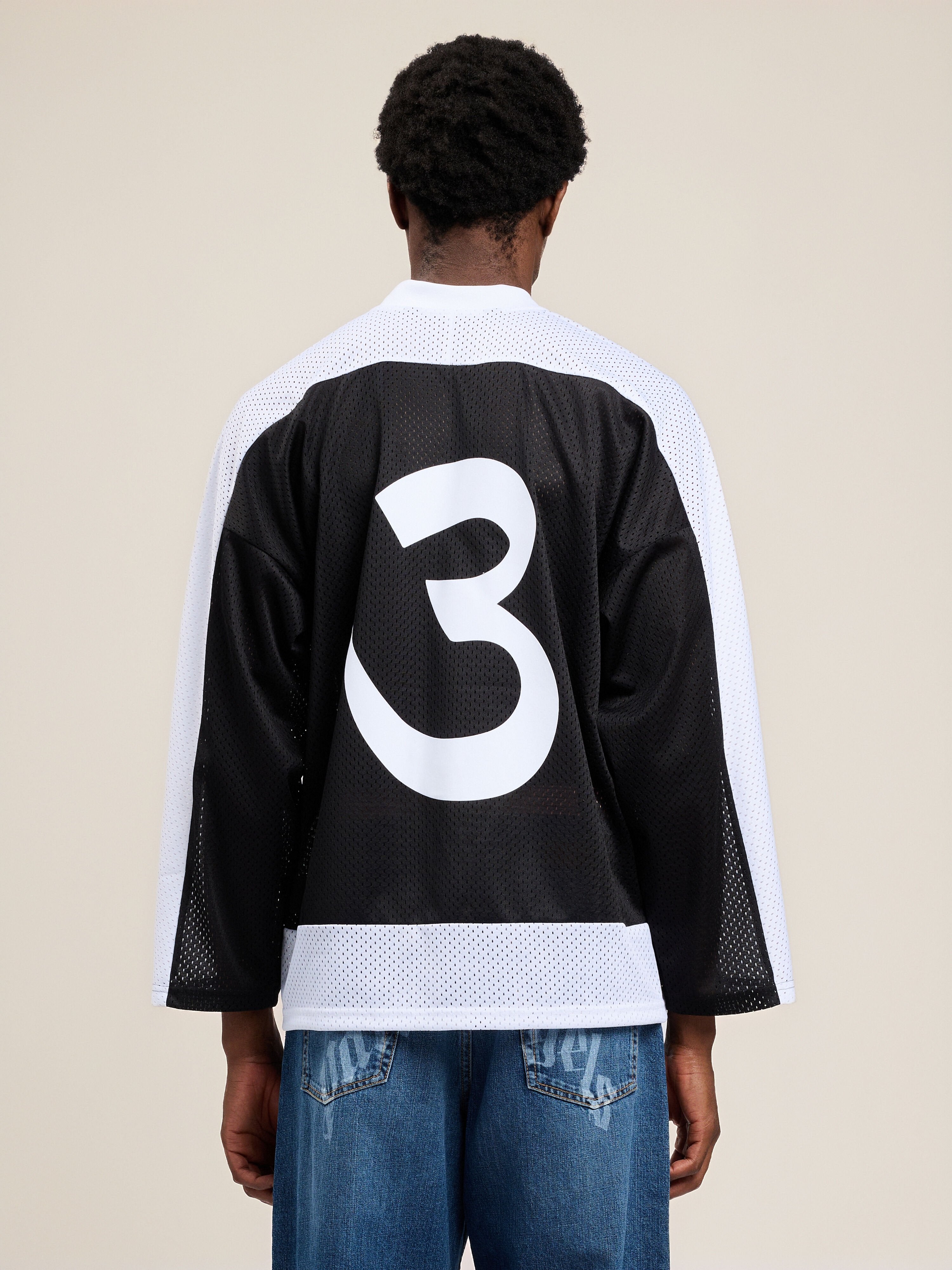 Thai Logo Mesh Loose Long-Sleeved T-Shirt